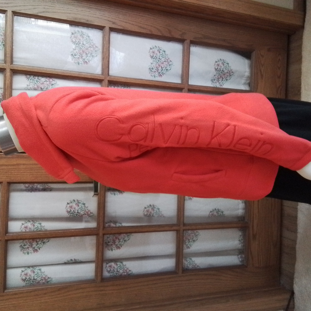 NWT Calvin Klein Performance zip-up fleece jacket, orange, size S.